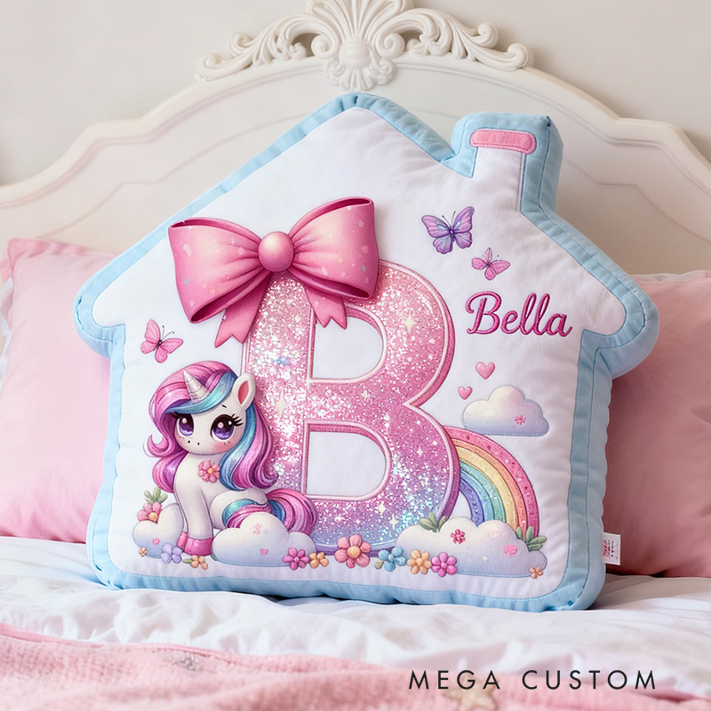 Personalized Pillow House-Shaped 26 Letters Custom Name Design Perfect for Girl's Bedroom Decor and Gift Idea Graphic 3D Print