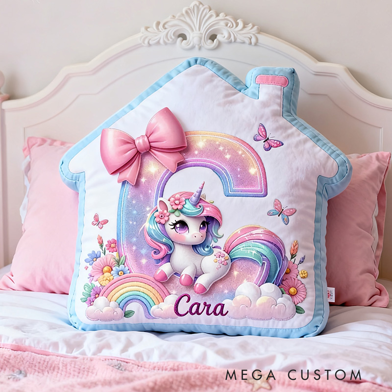 Personalized Pillow House-Shaped 26 Letters Custom Name Design Perfect for Girl's Bedroom Decor and Gift Idea Graphic 3D Print