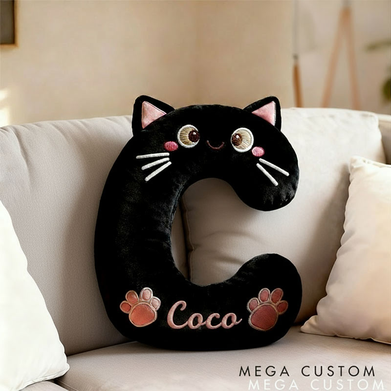 Personalized Cat Lover Letter Pillow with Custom Name Design Ver Black Cats Graphic 3D Print