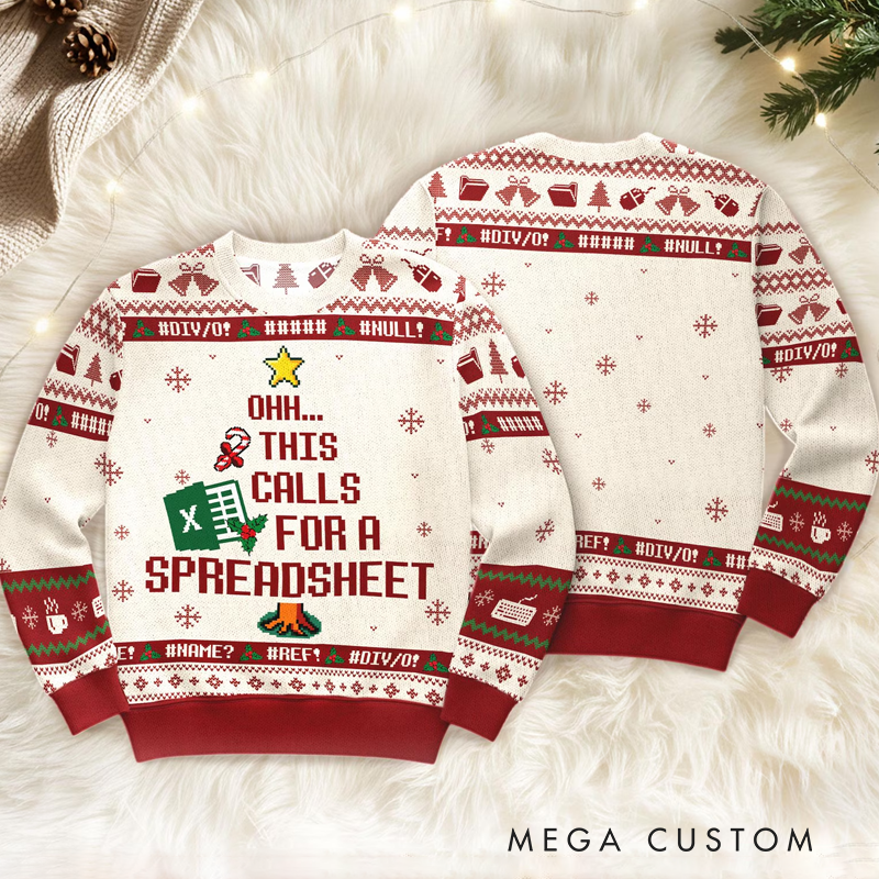 Personalized This Calls for a Spreadsheet Ugly Sweater the Office Inspired Meme Ugly Sweater Funny Coworker Christmas Jumper Gift