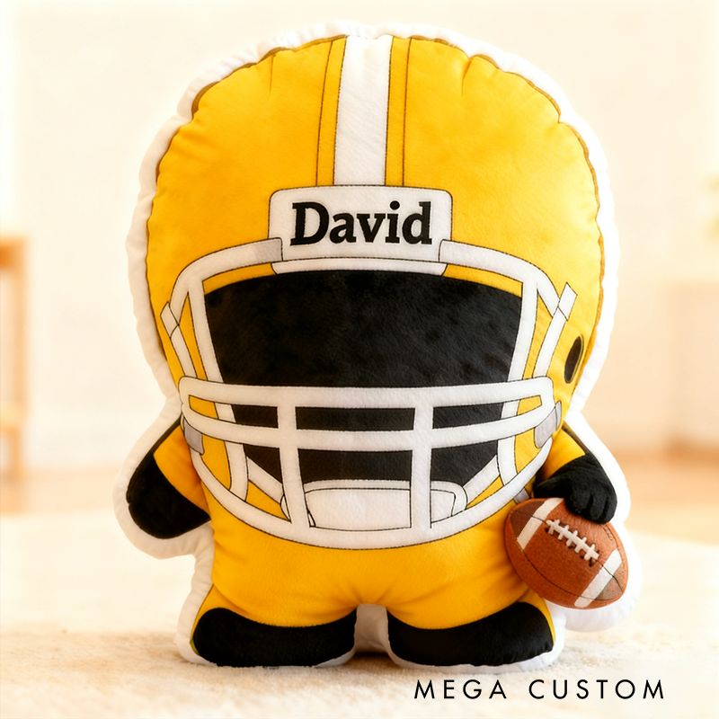 Personalized Football Player Pillow with Custom Name Perfect for Christmas
