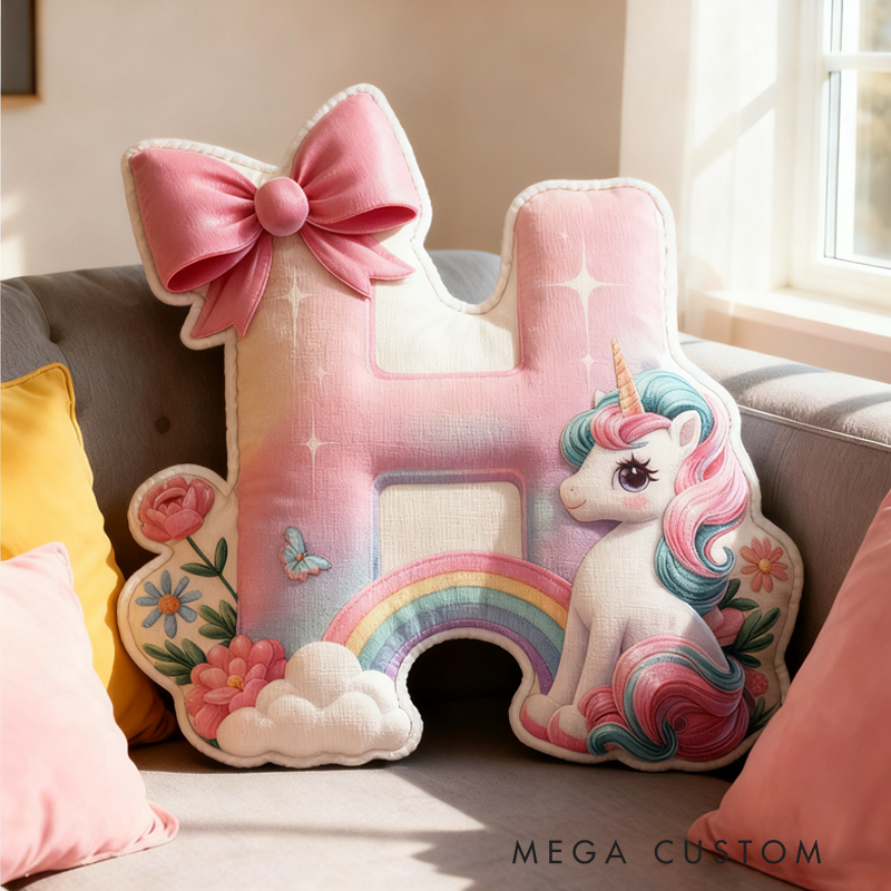 Personalized Cute Dream Horse Initial Pillow Christmas Gift for Kids