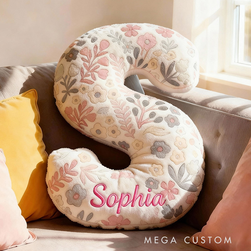 Personalized Floral Letter Pillow with Name Graphic 3D Print Custom Double Sided Pillow Gift for Kids Gardening Lovers Gift
