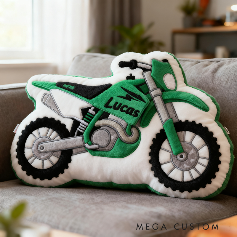 Personalized Motorcycle Pillow Custom Name 3D Graphic Print Cushion Gift for Bikers and Motorcycle Fans
