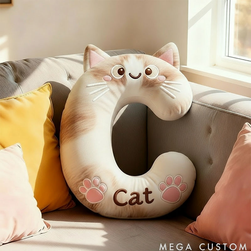 Personalized Cat Lover Letter Pillow with Custom Name Design Ver Pointed Cats Graphic 3D Print