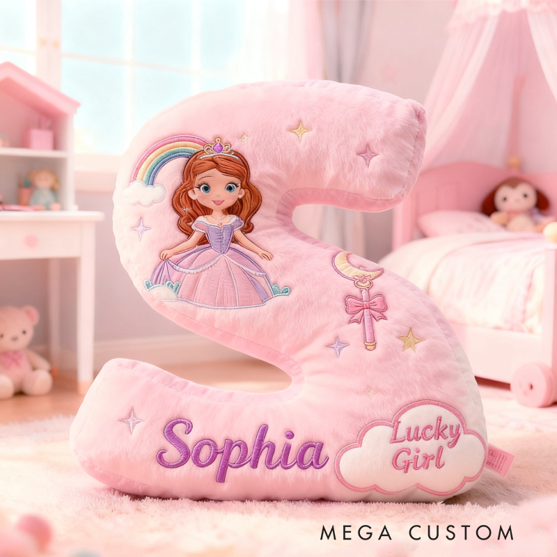 Personalized Lucky Girl with Name Graphic 3D Print Pillow Christmas Gift for Kids