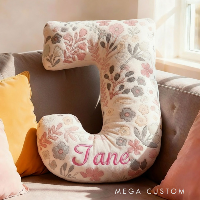 Personalized Floral Letter Pillow with Name Graphic 3D Print Custom Double Sided Pillow Gift for Kids Gardening Lovers Gift