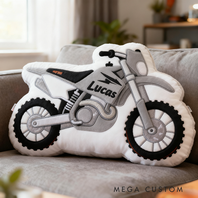 Personalized Motorcycle Pillow Custom Name 3D Graphic Print Cushion Gift for Bikers and Motorcycle Fans