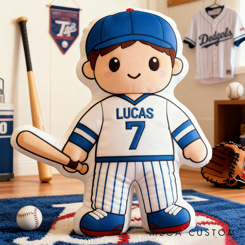 Personalized Baseball Player Pillow with Custom Name and Jersey Number  for Kids and Fans
