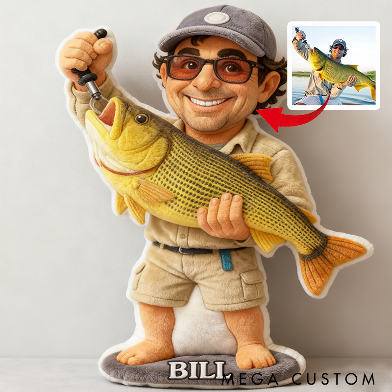 Personalized Fishing Pillow Custom Photo Pillow Graphic 3D Print Pillow Funny Fishing Keepsake Unique Gift for Fishing Lover