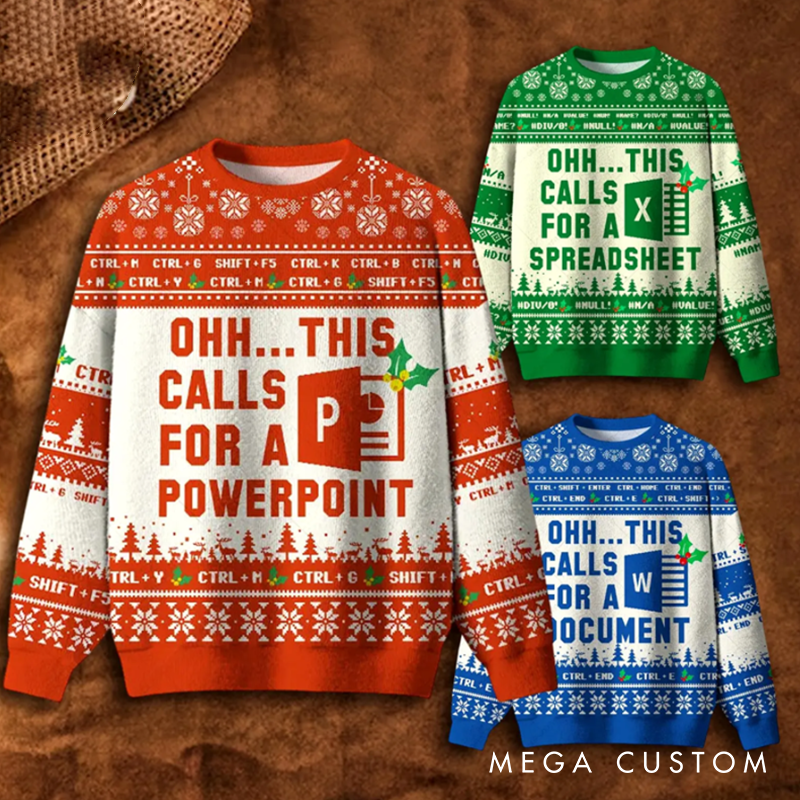 Personalized Ohh...This Calls for a Spreadsheet Power Point Word Ugly Sweater Funny Excel Matching Group Sweater Christmas Party Funny Gift for Geek