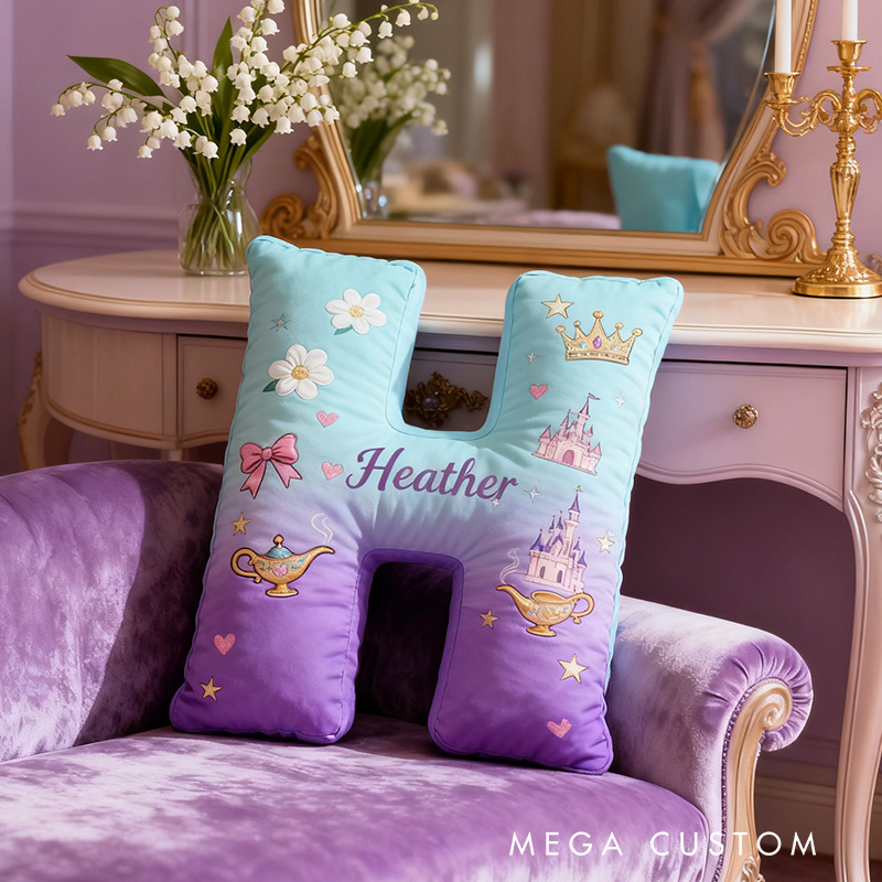 Personalized Graphic 3D Print Cartoon Little Wish Tale Alphabet Shaped Pillow for Cartoon Lovers Initial Pillow Christmas Gift for Kids