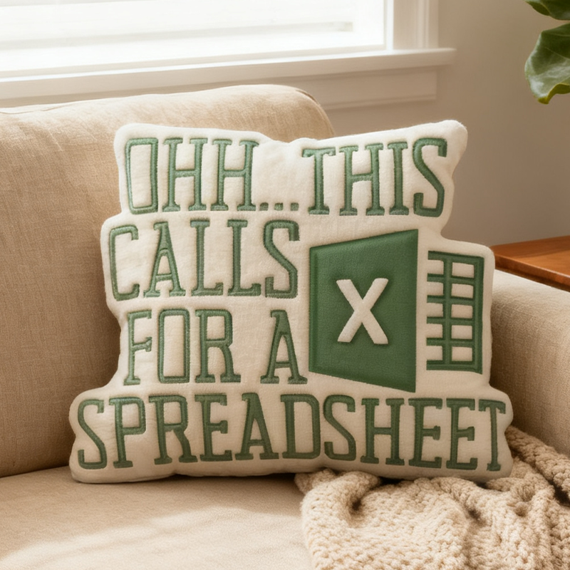 Personalized Graphic 3D Print Excel Table Series Funny Pillow Data Lovers and Spreadsheet Wizards Pillow Gift for Geek Nerd Lover