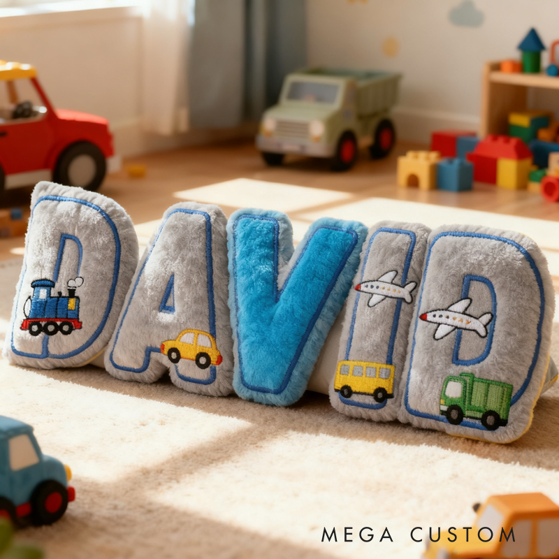 Personalized Vehicle Themed Cushion for Boys with Name Christmas Gift for Kids