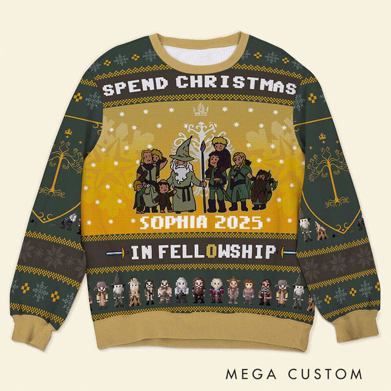 Personalized Fellowship Christmas Ugly Sweater Movie Christmas Sweater Film Fan Family Sweater