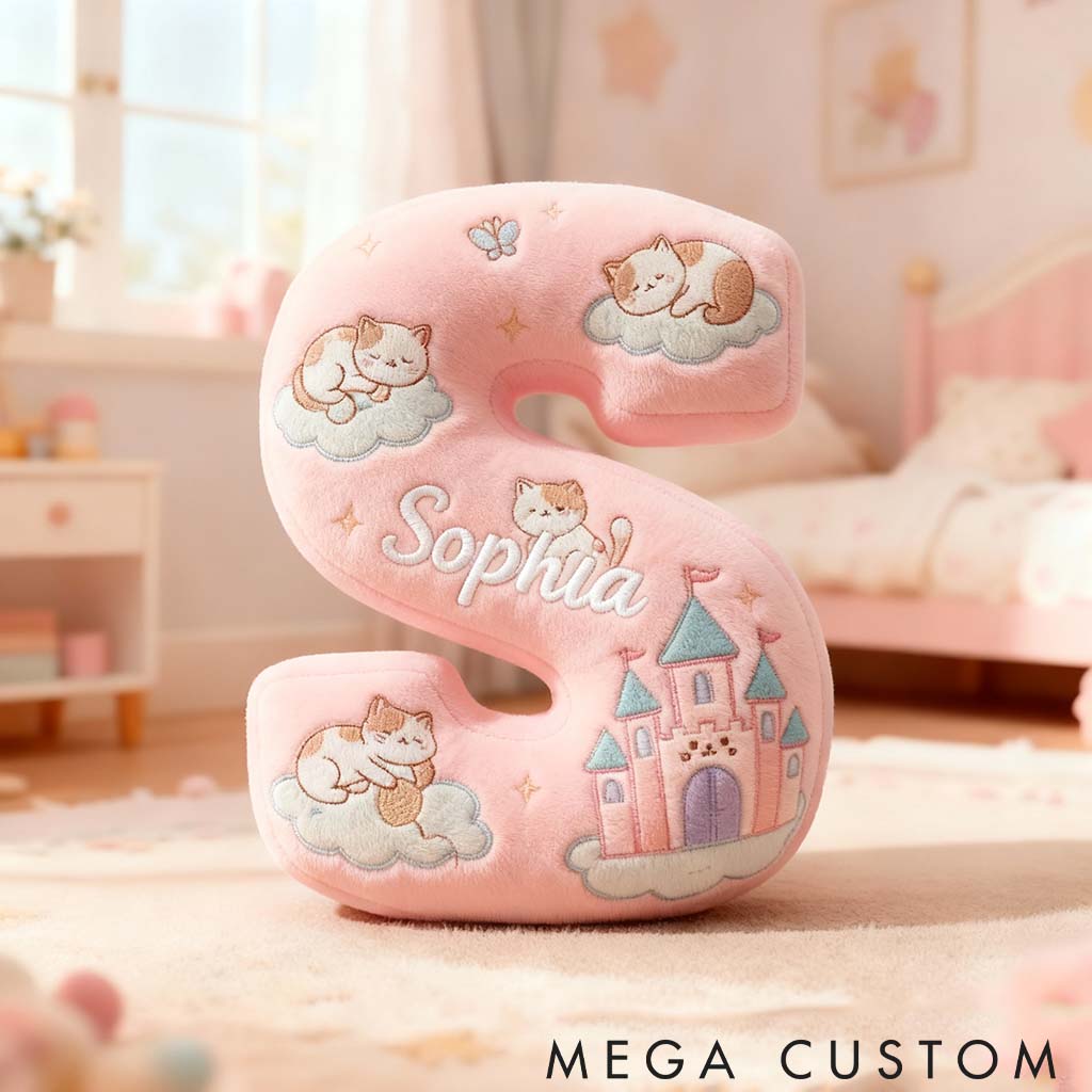 Personalized Cat Lover Pink Cats Letter Pillow Graphic 3D Print Pillow