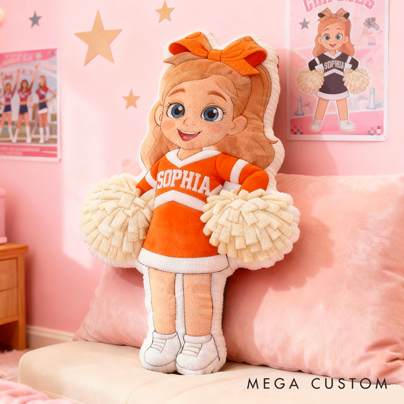 Personalized Graphic3DPrint Cheerleader Pillow with Custom Name and Outfit Design for Kids and Fans