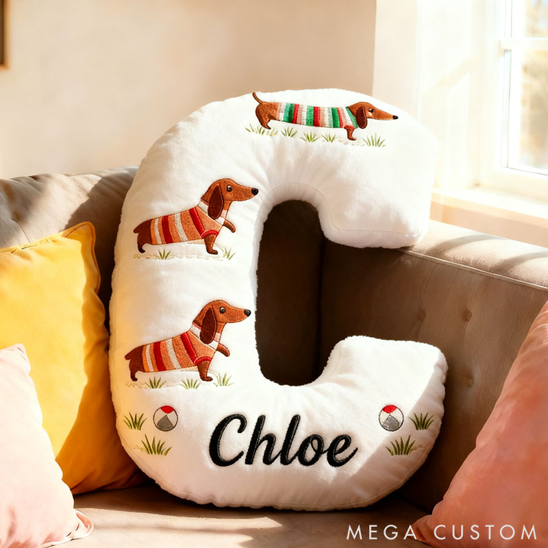 Personalized Dog Lover Dachshund Letter Pillow with Custom Name Pillow