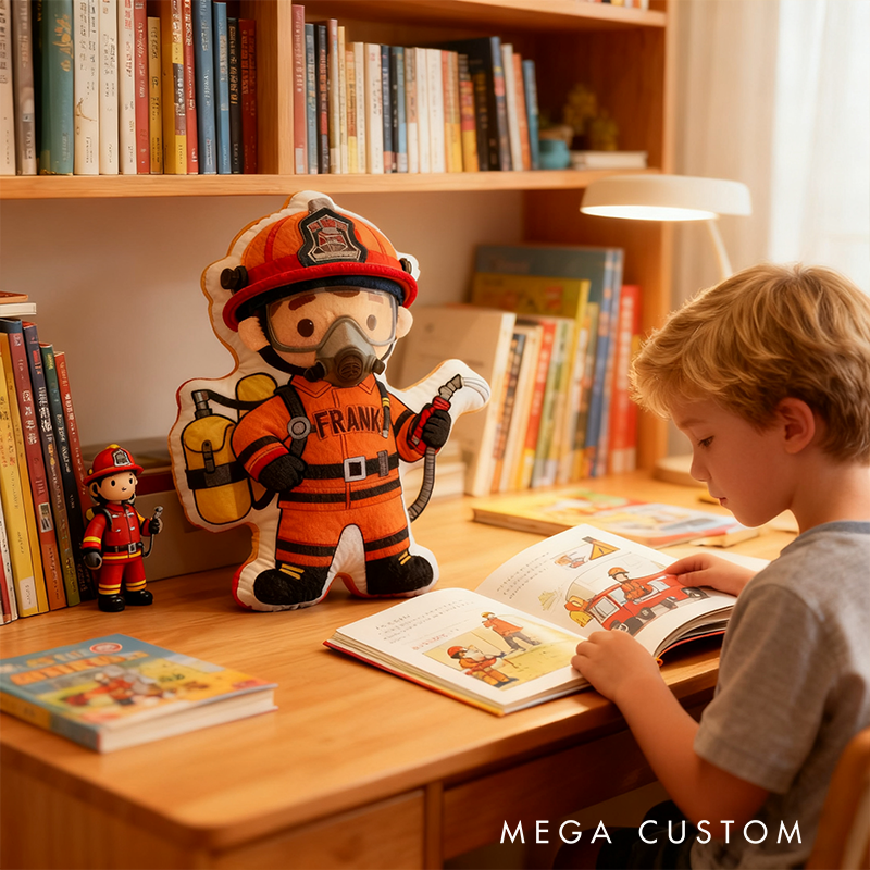 Personalized Cute Firefighter Pillow with Custom Name Graphic 3D Print Pillow