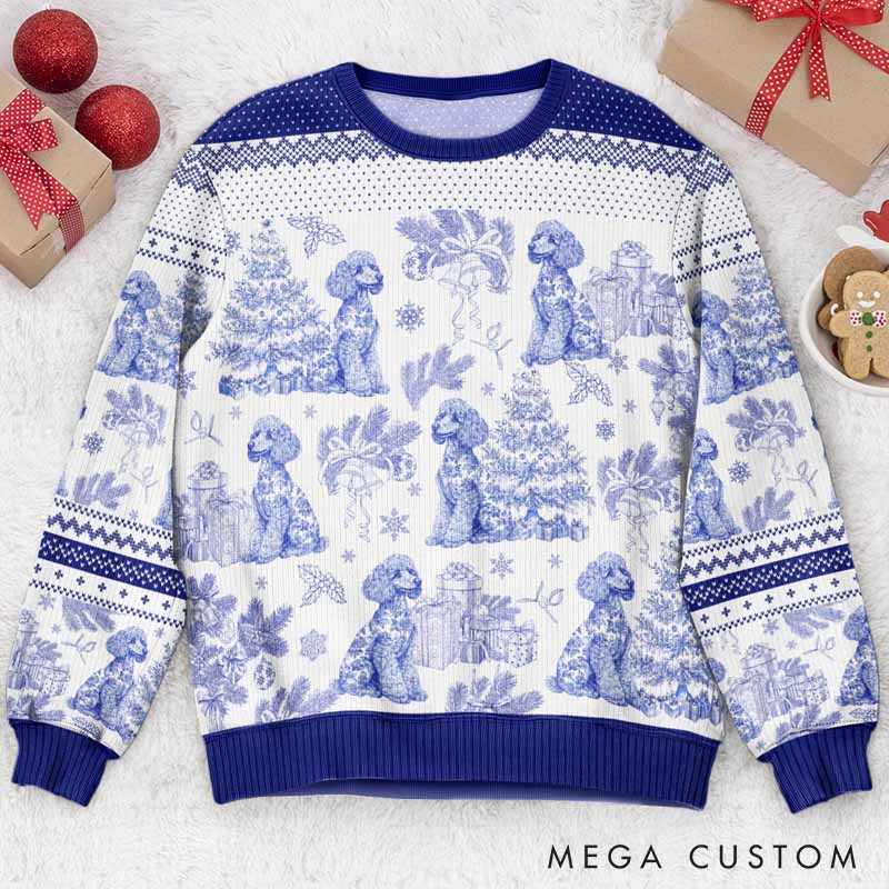 Personalized Dog Lover Dog Breeds Christmas Tree Toile De Jouy Ugly Sweatshirt
