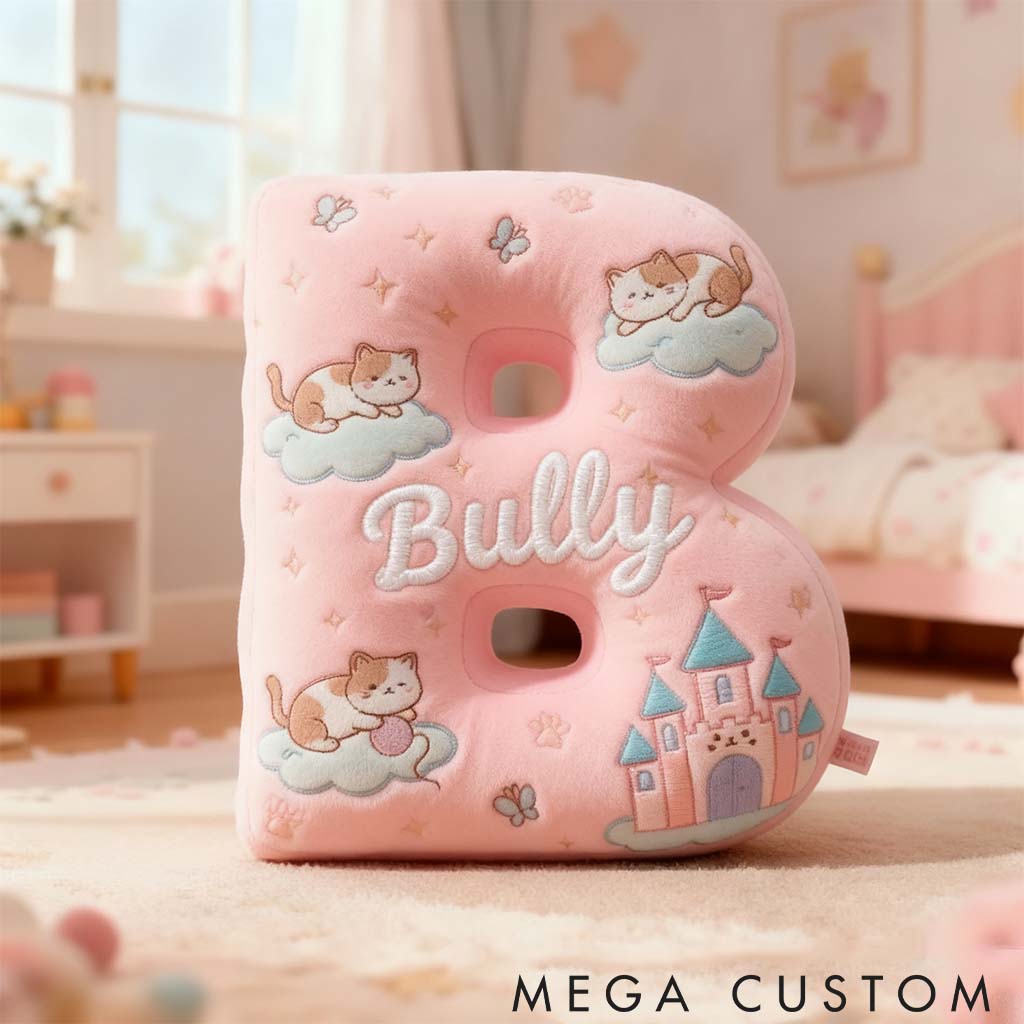 Personalized Cat Lover Pink Cats Letter Pillow Graphic 3D Print Pillow