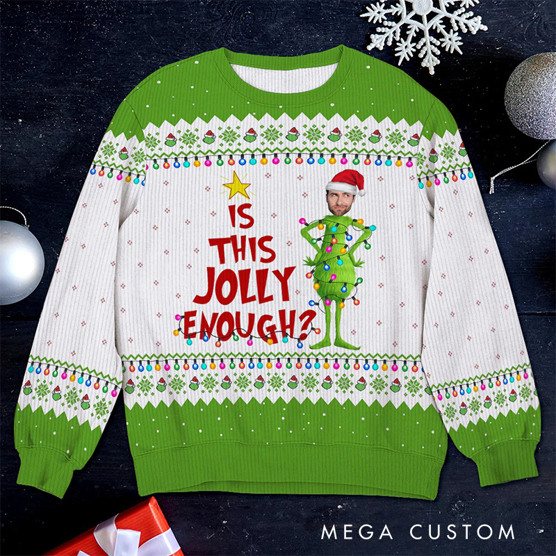 Personalized Is This Jolly Enough Photo Ugly Sweater Movie Christmas Sweater Film Fan Family Sweater