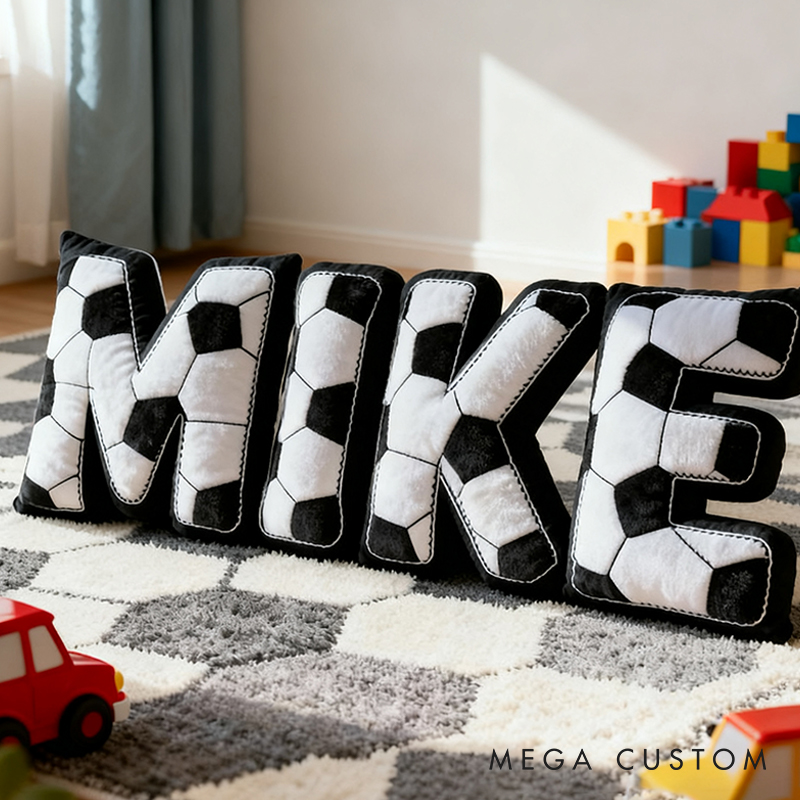 Personalized Soccer Pillows Spelling Your Name for Sports Enthusiasts