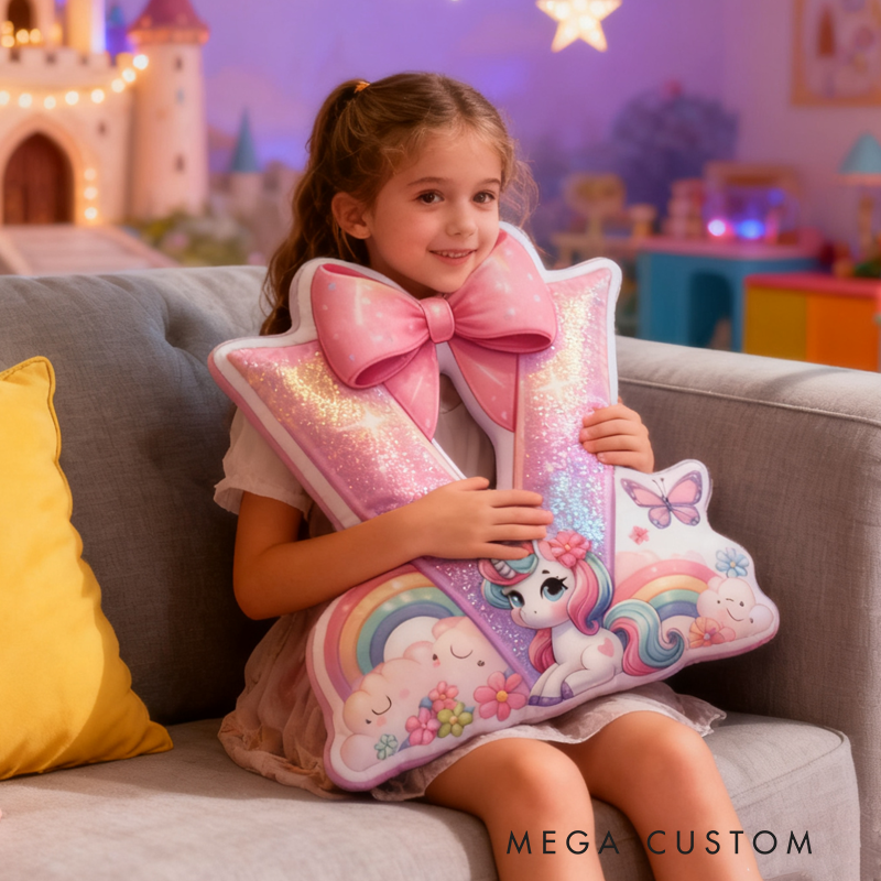 Personalized Cute Dream Horse Initial Pillow Christmas Gift for Kids