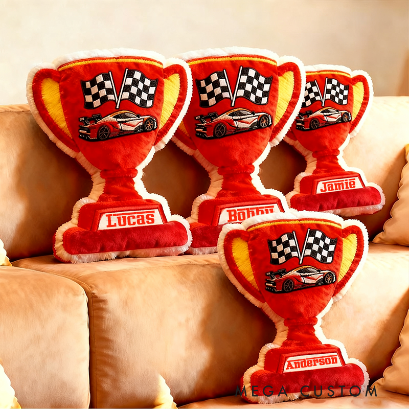 Personalized Trophy Throw Pillow Custom Name Graphic 3D Print  Design Cushion Gift for Racers and Racing Lovers