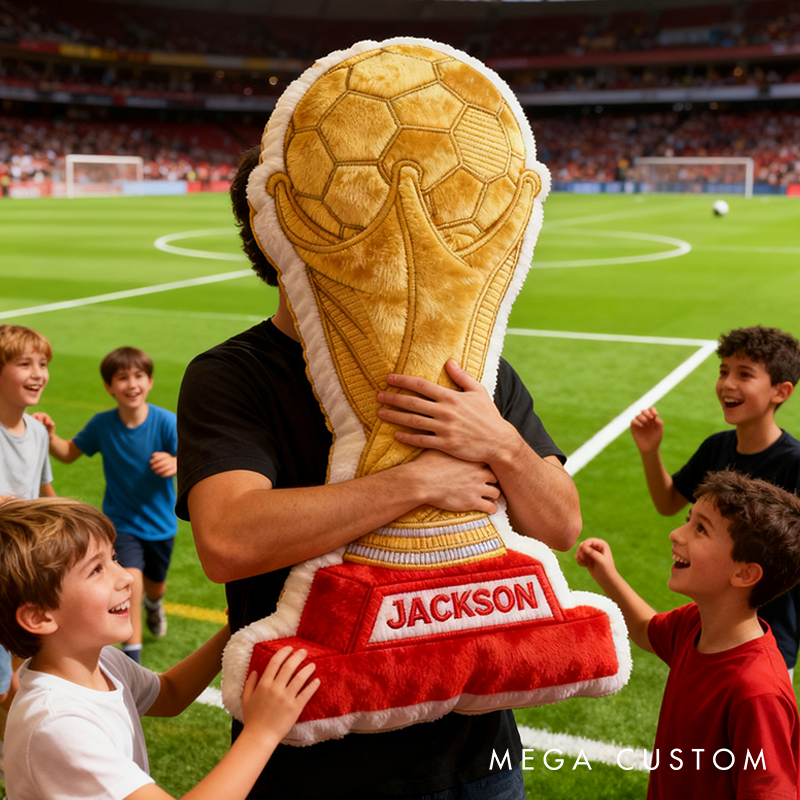 Personalized Graphic3DPrint Soccer Golden Trophy Pillow with Custom Name for Champions Graphic 3D Print