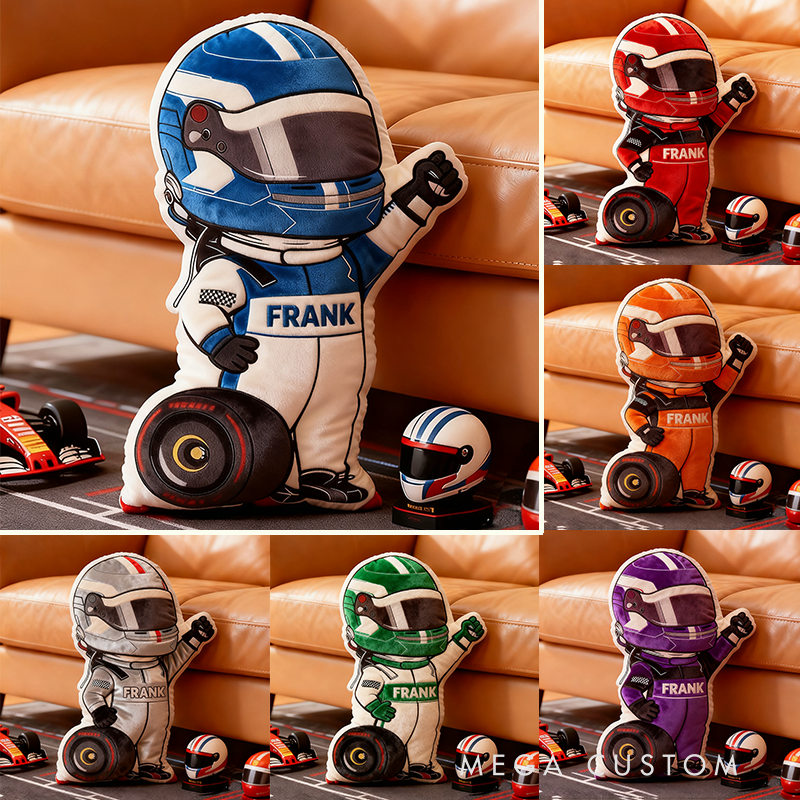 Personalized Racer and Tires Throw Pillow Custom Name Graphic 3D Print Design Cushion Gift for Racers and Racing Lovers