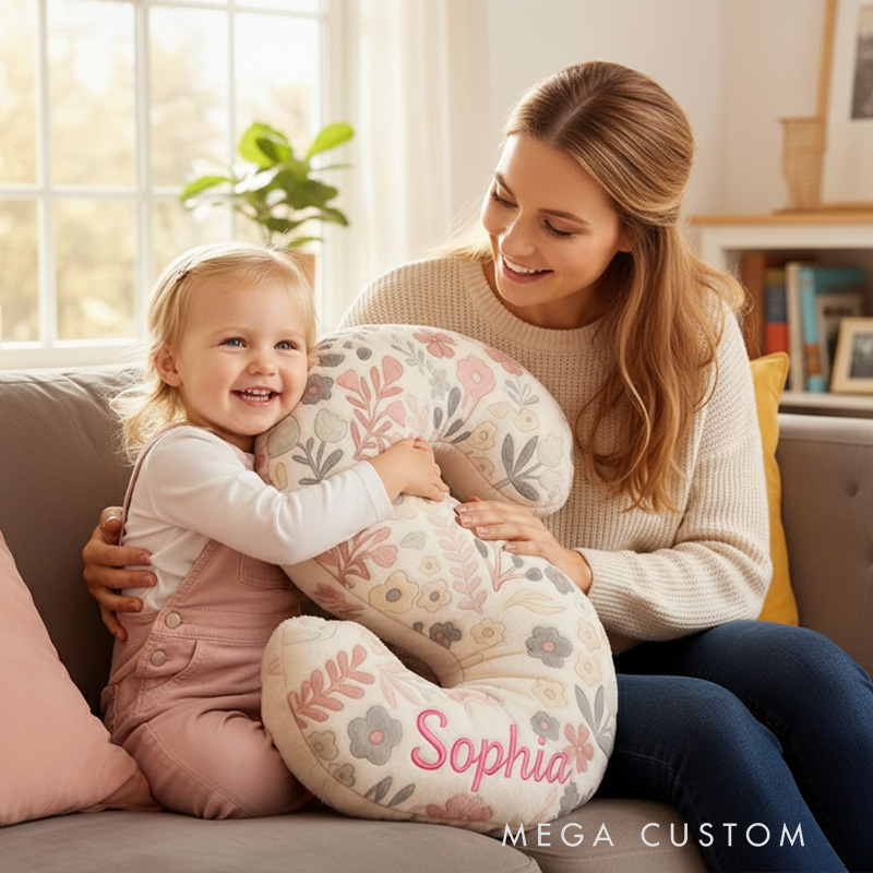 Personalized Floral Letter Pillow with Name Graphic 3D Print Custom Double Sided Pillow Gift for Kids Gardening Lovers Gift