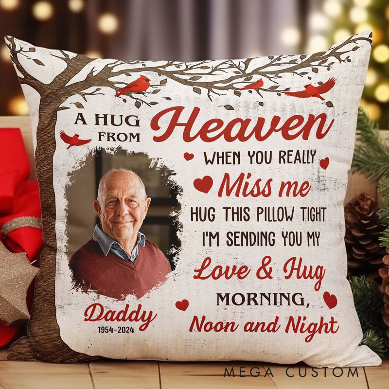 Personalized Memorial Pillow A Hug From Heaven Memorial Gift Custom Photo Memory Pillow