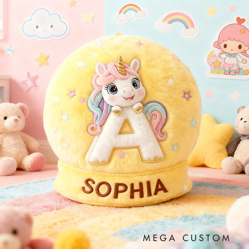 Personalized Initial Letter Shape Custom Name Soft Decorative Gift Magical Princess Style Cozy Girls Room Dream Purple Graphic 3D Print Pillow