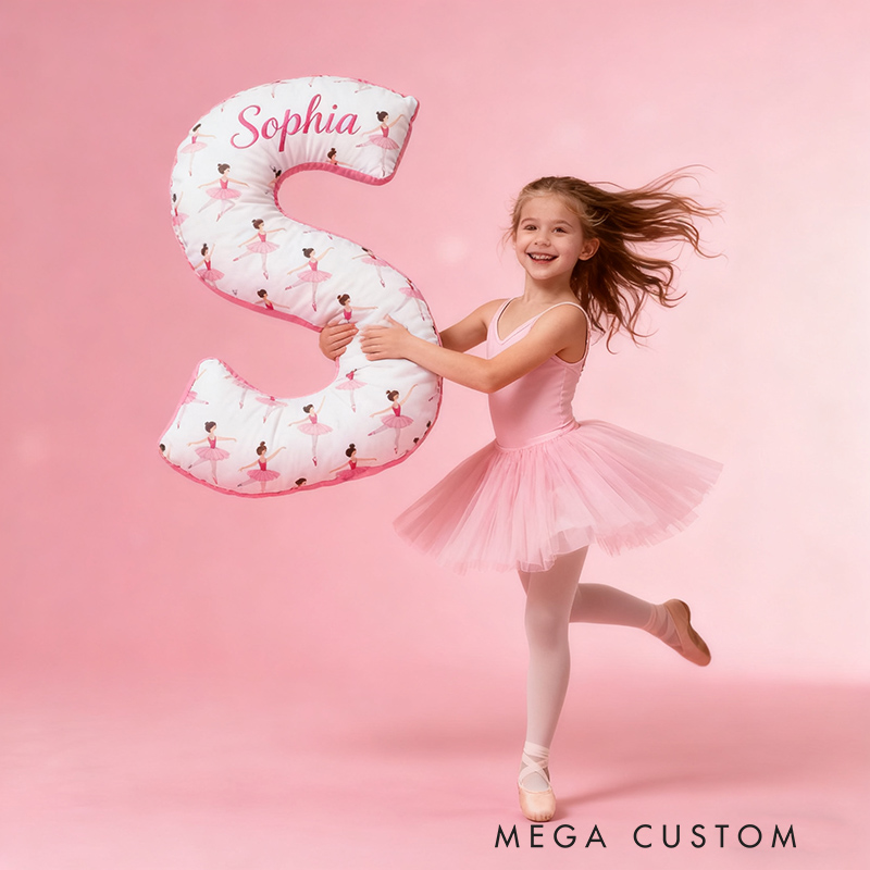 Personalized Ballet Dancers Pillow With Your Own Name Soft Stuffed Toy for Kids Unique Decorative Cushion for Girls' Room