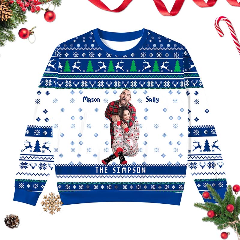 Personalized Couple Christmas Ugly Sweater Festive Couple Cloth for Husband Wife Couple Anniversary Gift Ugly Sweater