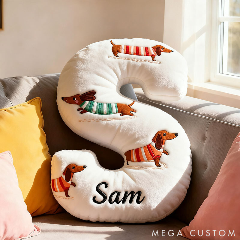 Personalized Dog Lover Dachshund Letter Pillow with Custom Name Pillow