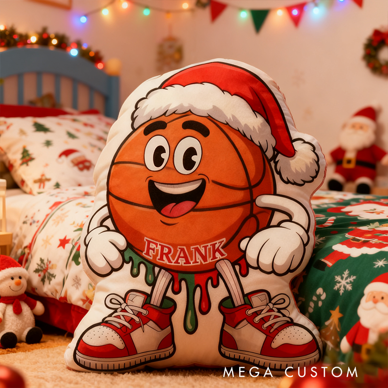 Personalized Festive Basketball Pillow with Custom Name for the Perfect Christmas Gift