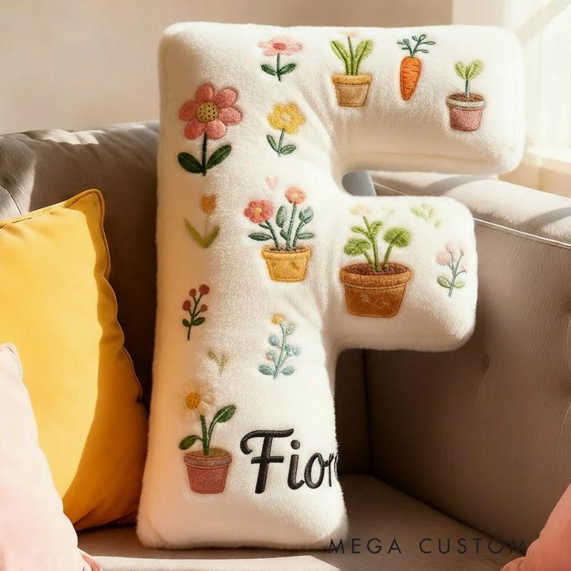 Personalized Plants Letter Pillow Graphic 3D Print Pillow Custom Name Design Pillow for Kids Family