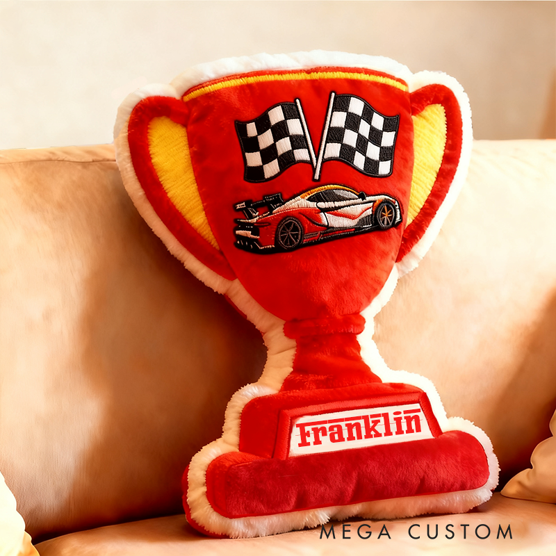 Personalized Trophy Throw Pillow Custom Name Graphic 3D Print  Design Cushion Gift for Racers and Racing Lovers
