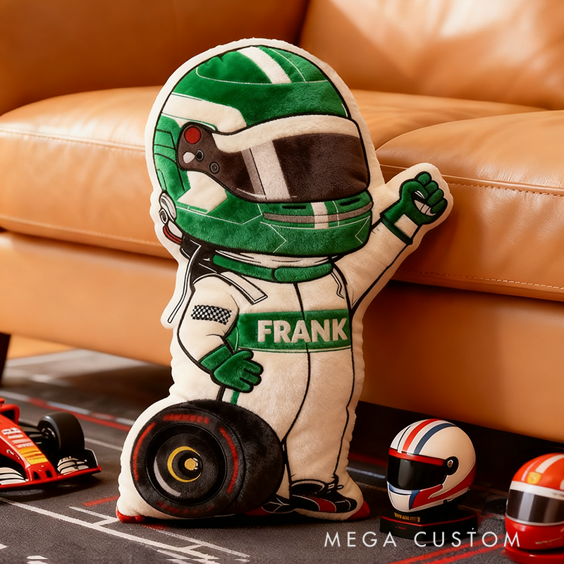 Personalized Racer and Tires Throw Pillow Custom Name Graphic 3D Print Design Cushion Gift for Racers and Racing Lovers