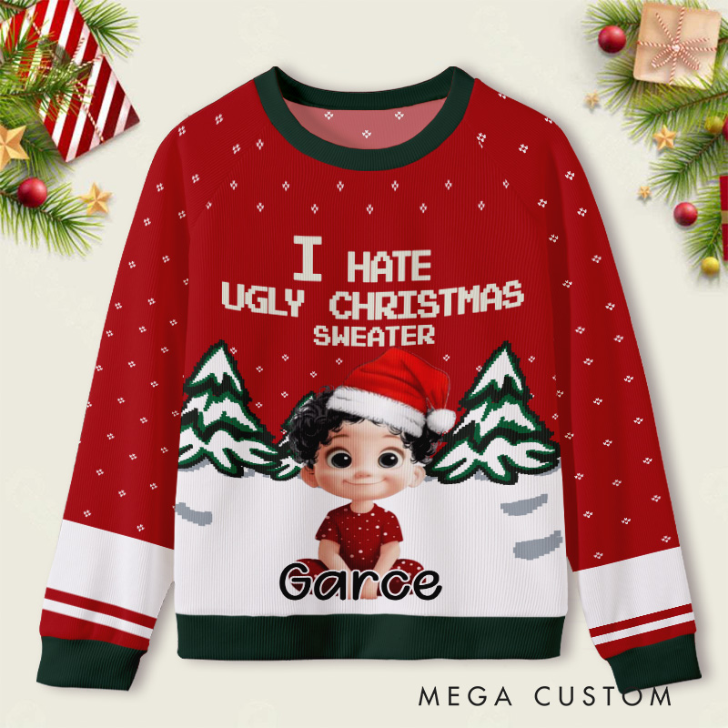 Personalized I Hate Christmas Trees Kids Ugly Christmas Sweater