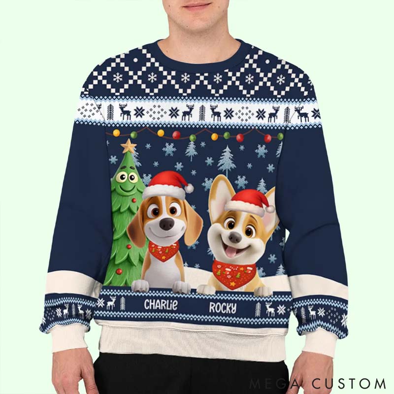 Personalized Dog Lover Warm and Fun Christmas Ugly Sweatshirt