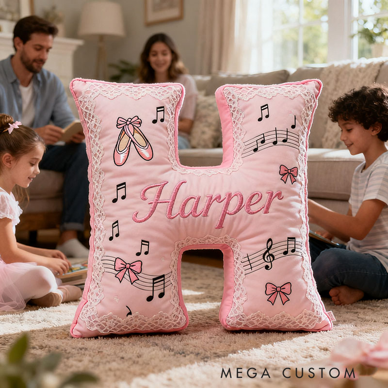 Personalized Graphic 3D Print Ballet Dance Pillow With Your Own Name Soft Stuffed Toy for Kids Unique Decorative Cushion for Girls' Room