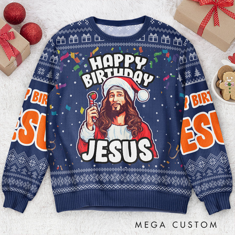 Personalized Go Jesus It's Your Birthday Christmas Ugly Sweater Religious Gift Christians Gift for Christmas Merry Christmas Gift Jesus Lovers Gift