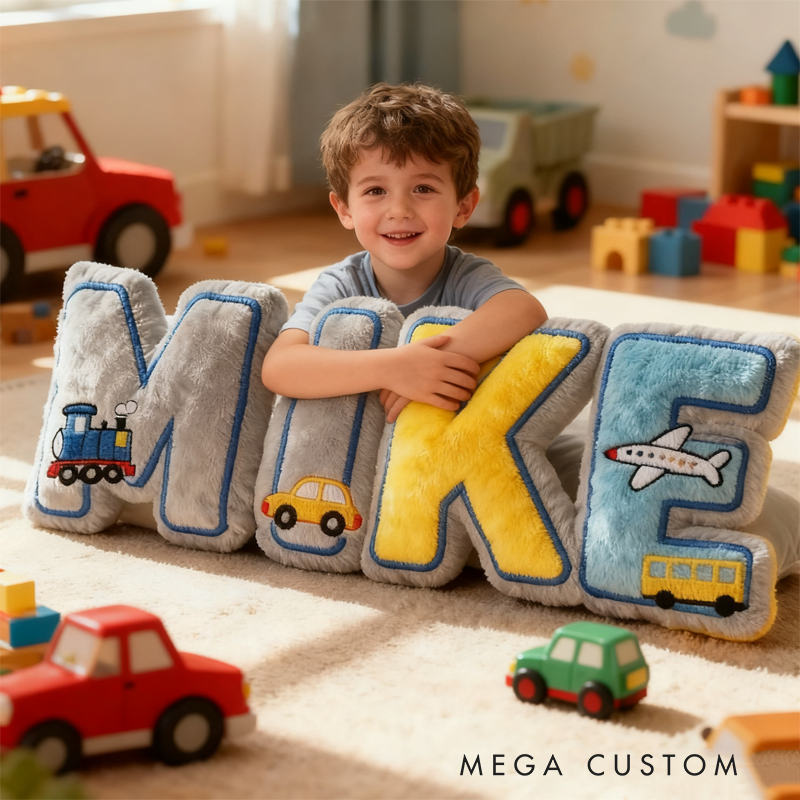 Personalized Vehicle Themed Cushion for Boys with Name Christmas Gift for Kids