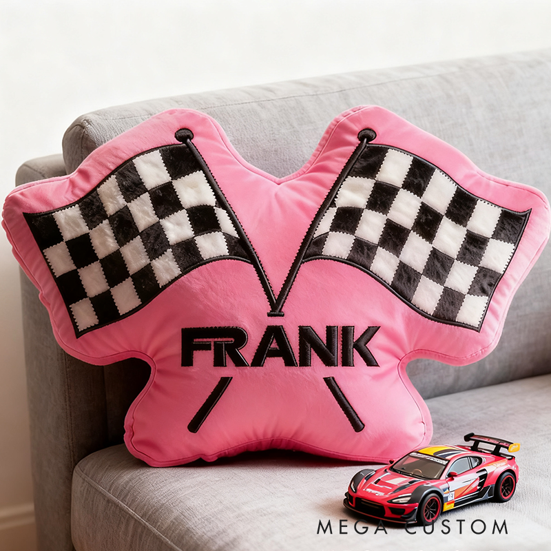 Personalized Checkered Flag Pillow Graphic 3D Print Custom Name Cushion Gift for Racers and Racing Lovers