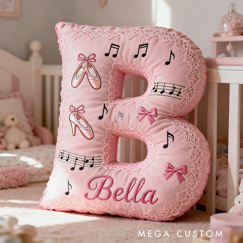 Personalized Graphic 3D Print Ballet Dance Pillow With Your Own Name Soft Stuffed Toy for Kids Unique Decorative Cushion for Girls' Room