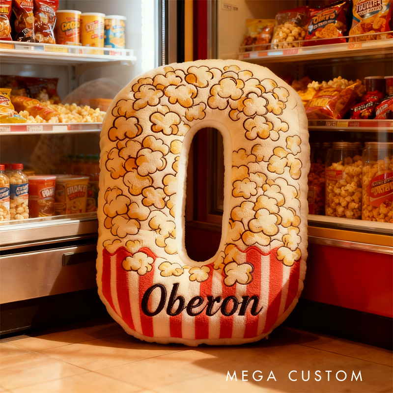 Personalized Popcorn Alphabet Throw Pillow Graphic 3D Print Letter Pillow with Name for Kids Boys Girls Family Baker Christmas Gift