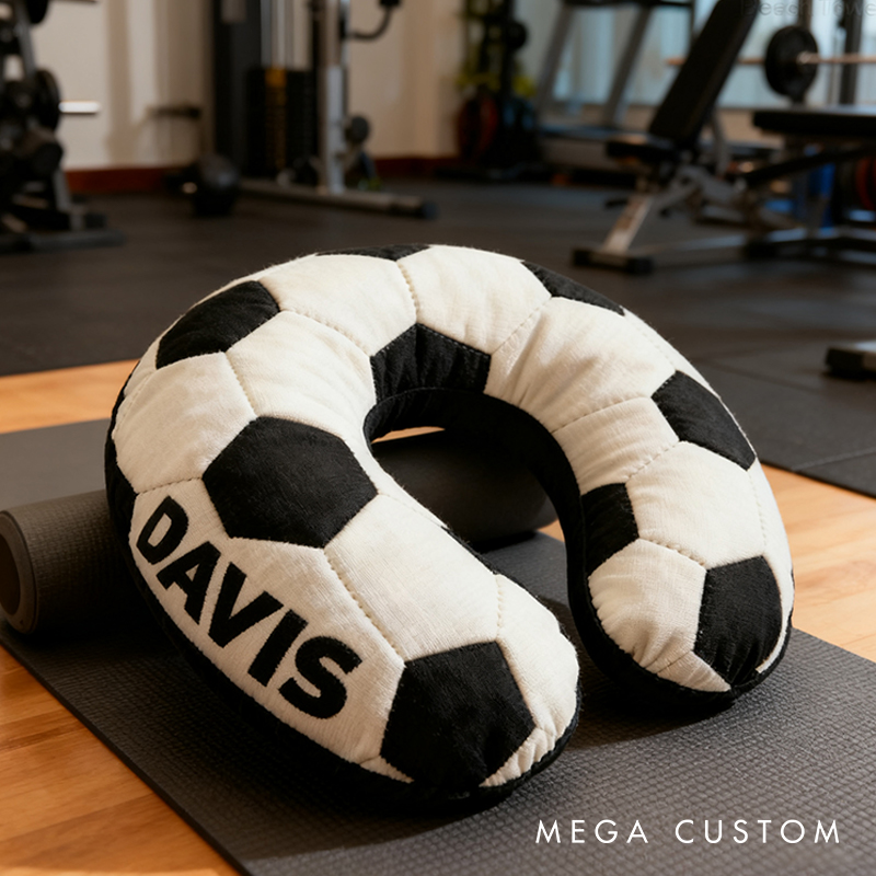 Personalized Soccer U-Shaped Pillow with Custom Name for Soccer Fans